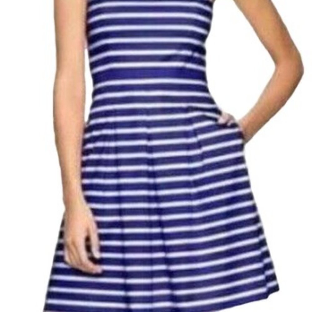 Strapless Blue White Size 0 Preppy Short Casual Dress